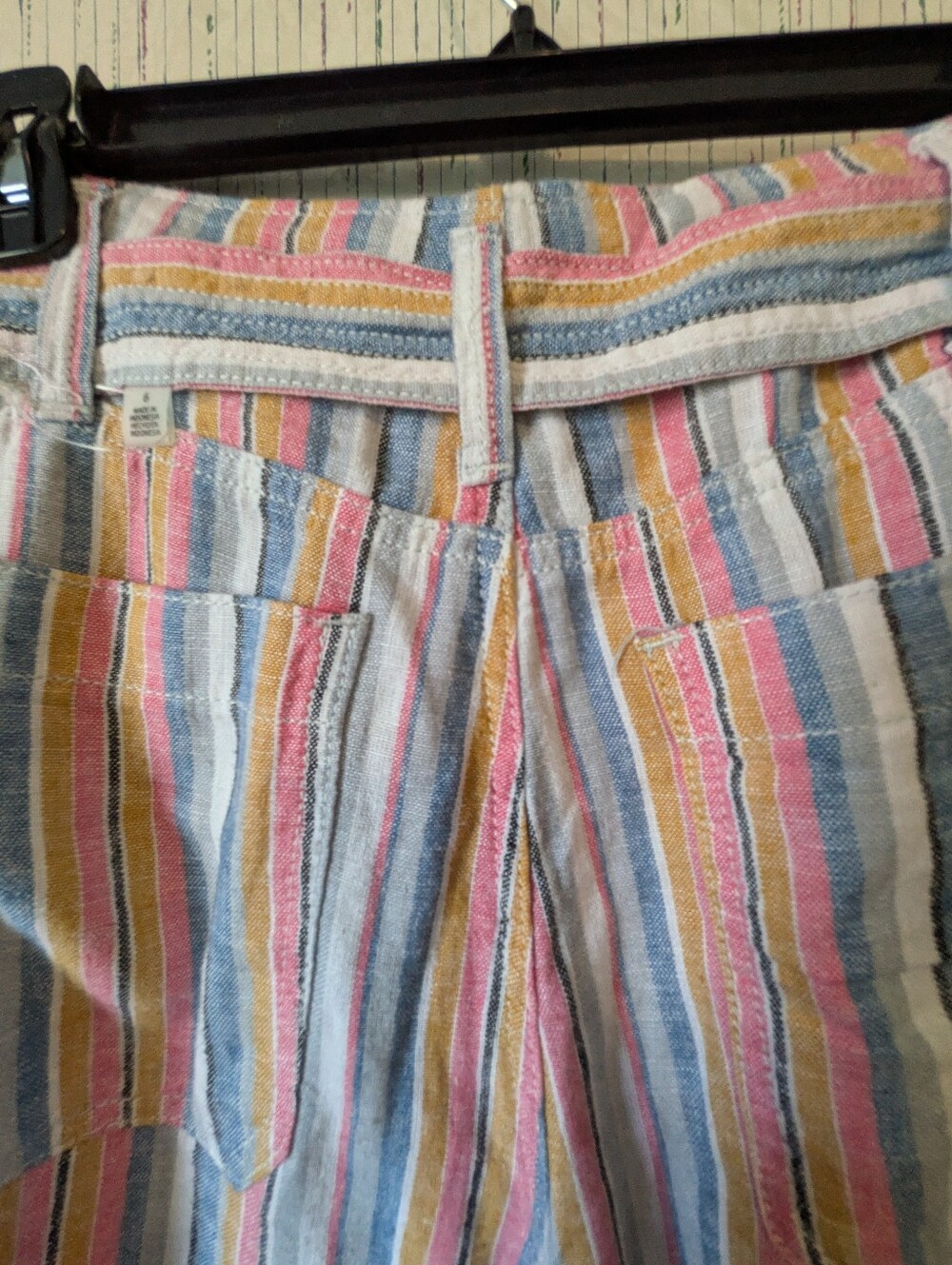 Seven7 Wide Leg Striped Linen Crop Pants - Picture 6 of 10